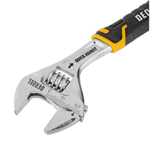 Ключ разводной, 150 мм (раскрытие до 23 мм), CrV, с быстрым сбросом, кованый, TPR рукоятка Denzel