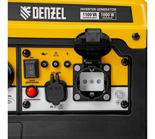 Генератор инверторный GS-1100iF, 1,1 кВт, 230 В, ручной старт DENZEL