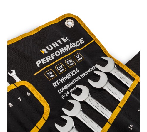 RUNTEC RT-WMBX16 Набор ключей комбинированных RUNTEC CrV 6-24 мм в сумке, 16 предметов