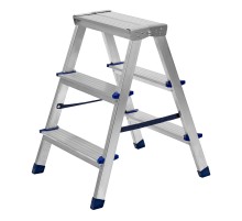 Стремянка двусторонняя 3 ступени, алюминиевая, Сибртех