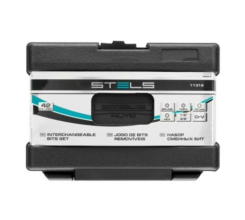 Набор бит HEX, Torx , SPLine, хвостовик-шестигранник 1/2, CrV, 42 шт. Stels