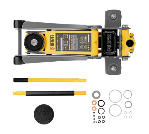 Домкрат гидравлический подкатной, 2,5 т, 85-430 мм, быстрый подъем, низкий подхват, проф. Denzel