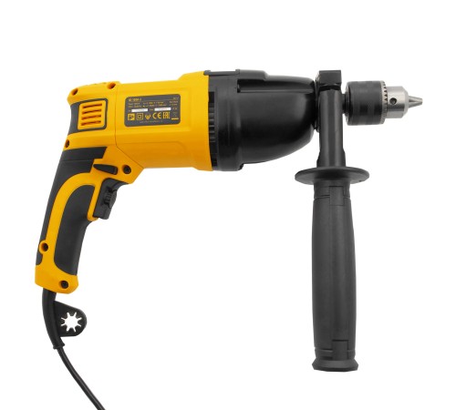 Дрель ударная ID-1050-2, 1050 Вт, 0-3000/0-1100 об/мин, 0-48000/0-17600 уд/мин, 2 скорости Denzel