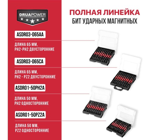 Бита ударная двусторонняя магнитная P.I.T. ASDR03-065AA