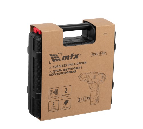 Дрель-шуруповерт аккумуляторная MCDL-12-02P, Li-Ion, 12 В, 2 акк. MTX Дрель-шуруповерт аккумуляторная MCDL-12-02P, Li-Ion, 12 В, 2 акк. MTX