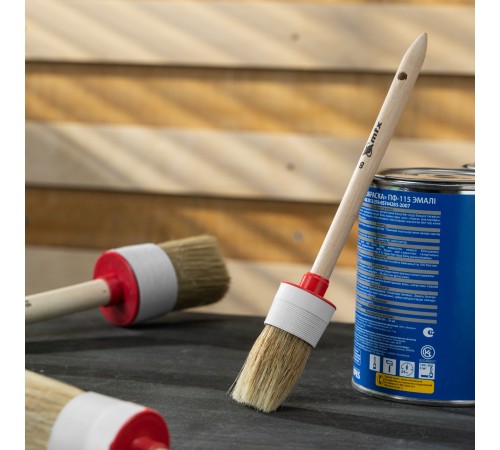 Кисть круглая № 8 (35 мм), натуральная щетина, деревянная ручка MTX