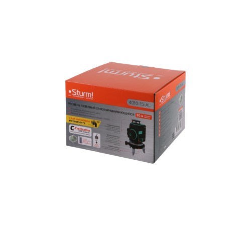 Уровень лазерный 12 зелёных лучей,поворотн.платф,2 аккум.,пульт д/у, Sturm!