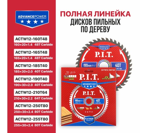 Диск пильный по дереву P.I.T. ACTW12-190T40