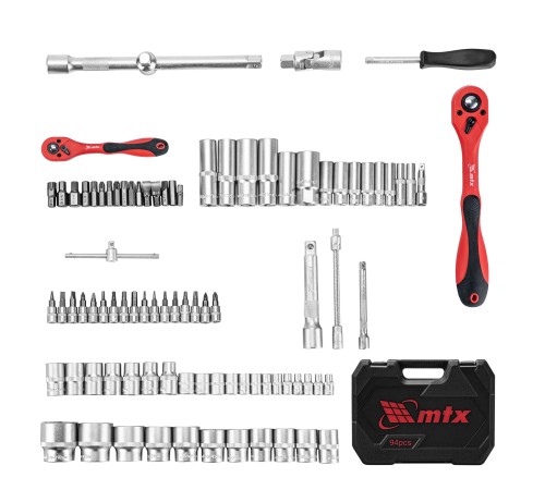 Набор инструментов 94 предмета, CrV, 1/2", 1/4" MTX