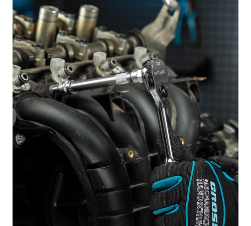 Ключ-трещотка 3/8", CrV, 120 зубьев, цельнометаллический, хром Gross