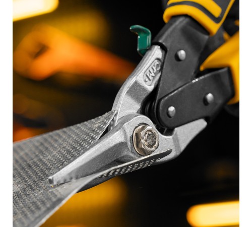 Ножницы по металлу, 270 мм, прямой и правый рез, сталь-СrMo, трехкомпонентные рукоятки Denzel