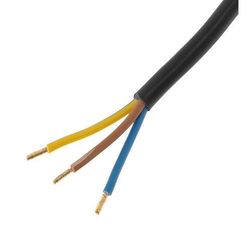 Шнур сетевой Energy Series, ПВС, 3 м, 3 x 1,5 мм, с неразборной вилкой, черный, Denzel