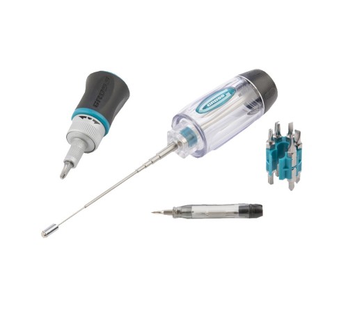 Отвертка реверсивная с телескопическим магнитным стержнем, 16 шт, S2 Gross