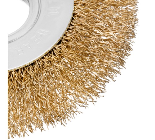 Щетка для УШМ, 100 мм, посадка 22.2 мм, плоская, латунированная витая проволока Matrix