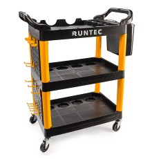RUNTEC RT-PP3 Тележка с тремя открытыми полками (перфорированная боковина с крючками), черная