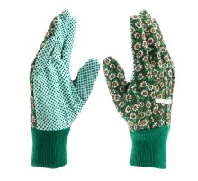 Перчатки садовые х/б ткань с ПВХ точкой, манжет, L Palisad