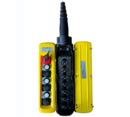 Пульт управления XAC-A6713Y для тали (6 кнопок, 1 скорость, ключ-марка, стоп, IP65, 380В) Пульт управления XAC-A6713Y для тали (6 кнопок, 1 скорость, ключ-марка, стоп, IP65, 380В)