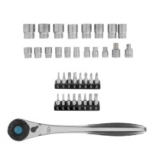 Набор торцевых головок, трещотка 120 зубьев, 1/2", CrV, 36 предметов Gross