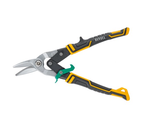 Ножницы по металлу, 270 мм, прямой и правый рез, сталь-СrMo, трехкомпонентные рукоятки Denzel