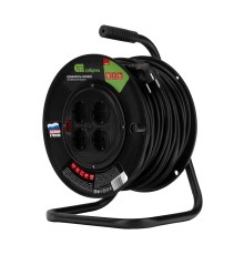 Удлинитель силовой на кабельной катушке, ПВС, 50 м, 4 розетки, 16А, тип УХз16, Сибртех