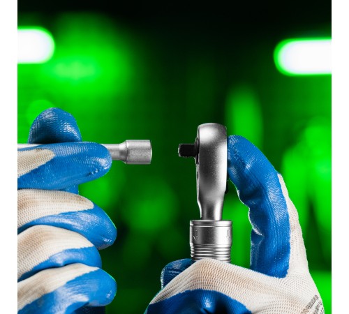 Ключ-трещотка телескопический 1/4", 170-230 мм, 72 зуба, с быстрым сбросом Сибртех