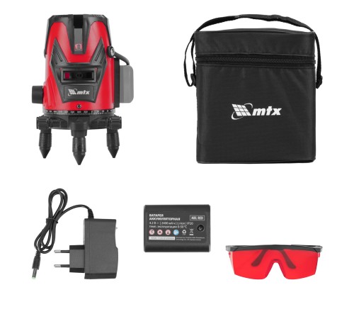 Лазерный уровень MXL RED, 30 м, красный луч, акк. Li 2400 mAh, сумка, резьба 5/8" MTX Лазерный уровень MXL RED, 30 м, красный луч, акк. Li 2400 mAh, сумка, резьба 5/8" MTX