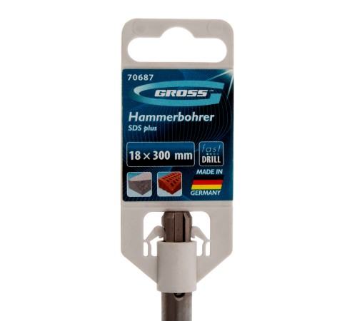 Бур по бетону Pro, 18 х 300 мм, SDS Plus Gross Бур по бетону Pro, 18 х 300 мм, SDS Plus Gross