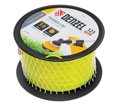 Леска для триммера круглая, 3,0мм х 123м, на DIN катушке FLEX CORD, Denzel