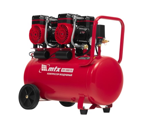 Компрессор безмасляный малошумный SPC 3000/50, 3000 Вт, ресивер 50 л, 520 л/мин// MTX