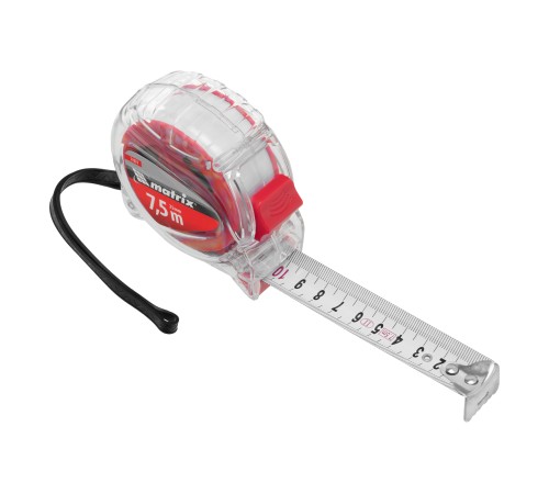 Рулетка Crystal,7,5 м х 25 мм,корпус из поликарбоната Matrix
