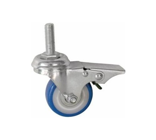 Колесо аппаратное поворотное SCtvb 92 75 мм с болтом и тормозом (синяя резина) Колесо аппаратное поворотное SCtvb 92 75 мм с болтом и тормозом (синяя резина)