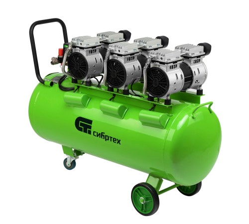 Компрессор безмаслянный малошумный МБ 2250/100, 2250 Вт, 100л, 400 л/мин// Сибртех