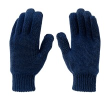 Перчатки трикотажные, акрил, двойные, синий, двойная манжета Сибртех