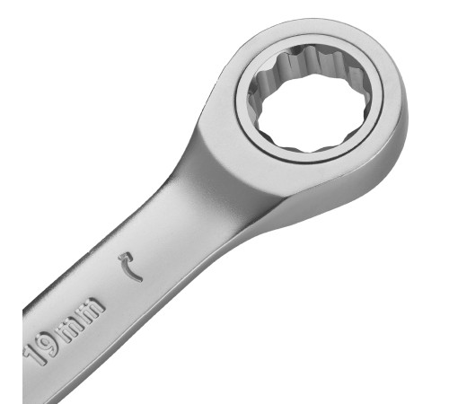 Набор ключей комбинированных трещоточных 6-19 мм, 12 шт., CrV, матовый хром Denzel