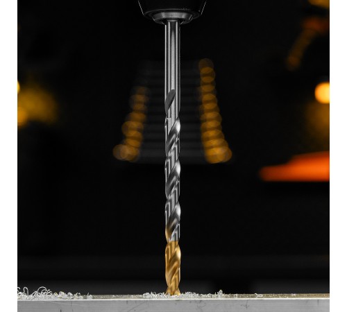 Сверло спиральное по металлу 8,5 х 165 мм, Р6М5, Golden Tip, удлиненное Denzel