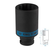 Головка торцевая ударная глубокая двенадцатигранная 1/2", 32 мм KING TONY 443032M