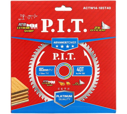 Диск пильный по дереву P.I.T. ACTW14-185T40