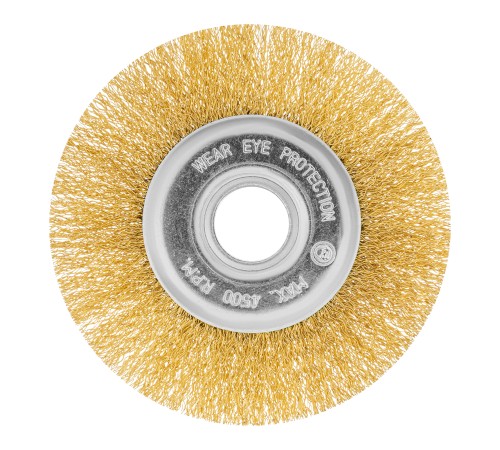 Щетка для УШМ, 125 мм, посадка 22.2 мм, плоская, латунированная витая проволока Matrix