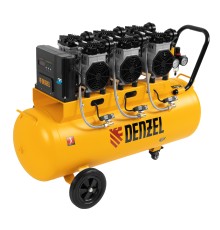 Компрессор безмасляный, малошумный DLS 3300/100, 3300 Вт,3x1100, 100 л, 570 л/мин ,блок управления Denzel