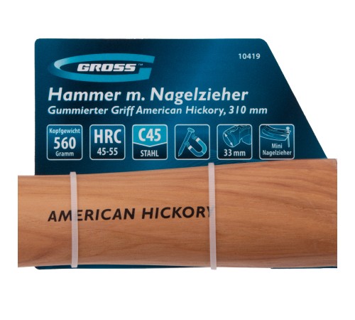 Молоток-гвоздодер,560 г, угол 75, магнит, обрезиненная рукоятка AMERICAN HICKORY GROSS Молоток-гвоздодер,560 г, угол 75, магнит, обрезиненная рукоятка AMERICAN HICKORY GROSS