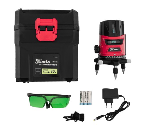 Лазерный уровень CRX-30G, 30 м, зеленый луч, батарейки, резьба 5/8