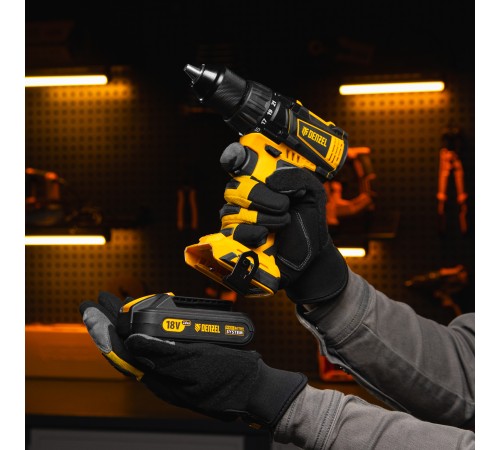 Дрель-шуруповерт аккумуляторная, бесщет. BLDL-IB-18-0, Li-Ion, 18 В Denzel