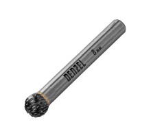 Борфреза по металлу твердосплавная, шарообразная, тип-D, 8 мм Denzel