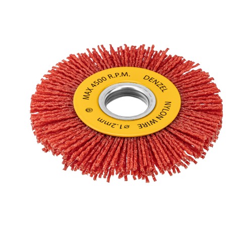 Щетка для УШМ, 100 мм, Плоская, нейлоновая щетина, посадка 22,2 мм Denzel