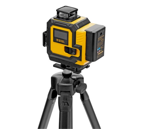 Лазерный уровень мультипризменный DLV 360-4T, 30 м, зеленый луч, Li-Ion 2,4 Aч, штатив Denzel