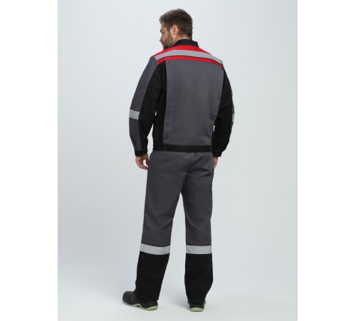 Костюм Виват-1 Премиум IMP (тк.Смесовая, 240) брюки, т.серый/черный/красный