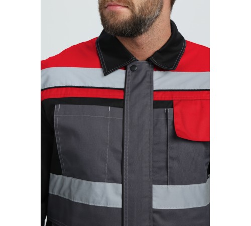 Костюм Виват-1 Премиум IMP (тк.Смесовая, 240) брюки, т.серый/черный/красный