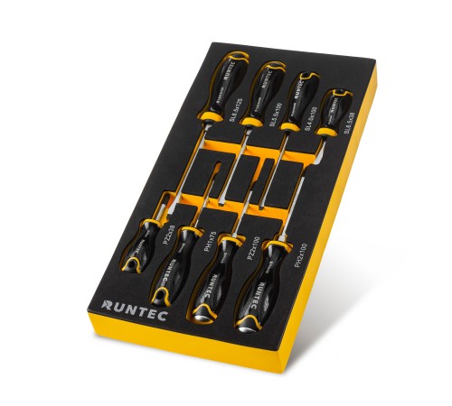 RUNTEC RT-SDE8S Набор усиленных и стандартных отверток RUNTEC CrV, S2 в ложементе EVA, 8 предметов RUNTEC RT-SDE8S Набор усиленных и стандартных отверток RUNTEC CrV, S2 в ложементе EVA, 8 предметов