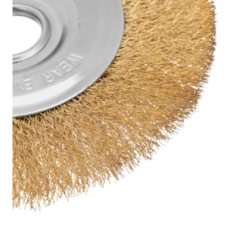 Щетка для УШМ, 150 мм, посадка 22.2 мм, плоская, латунированная витая проволока Matrix