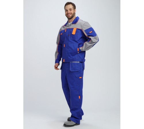 Костюм Союз-Профессионал-1 CH МВО (тк.Смесовая,240) брюки, васильковый/св.серый/оранжевый